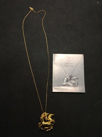 The Littlest Unicorn 24Kt Gold Vermeil Pendant w/ 18in Chain & Certificate