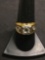 Signed Designer 11mm Wide Tapered Two-Tone 14Kt Gold-Filled Ring Band-Size 9