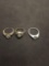 Lot of Three Silver-Tone CZ Faceted Centers Alloy Engagement Ring Bands