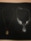 Lot of Two Alloy Necklaces, One Large Angel Wing Motif & Love Motif Pendant w/ Chain