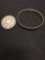 Lot of Two Mother of Pearl Items, One Round Carved 38mm Brooch & One 9mm Wide Nickel Silver Bangle