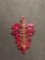 Graduating Marquise Faceted Red Faux Gem Accented 2in Tall Gold-Tone Fashion Brooch