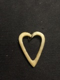 Carved Bone Heart 1.25in Tall Heart Pendant