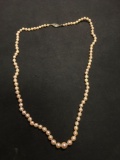 Graduating 3-7mm Rose Pearl Hand-Knotted 18in Long Necklace