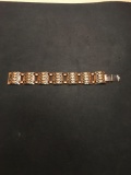 Lattice Featured Design 22mm Wide 7in Long Copper Link Bracelet