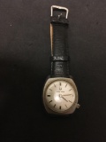 Accutron Designer Round 29mm Stainless Steel Watch w/ Black Leather Strap
