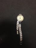 Signed Designer Oval 20x16mm Bezel Stainless Steel Watch w/ Bracelet