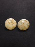Gold Fleck & Turquoise Resin Encased Round 30mm Pair of Fashion Earrings
