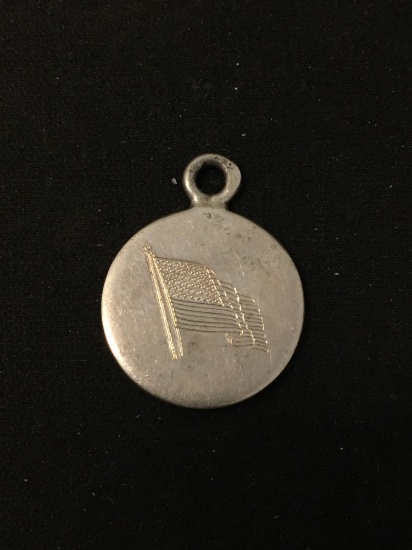 Etched American Flag Sterling Silver Charm Pendant
