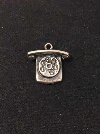 Vintage Rotary Dial Sterling Silver Charm Pendant