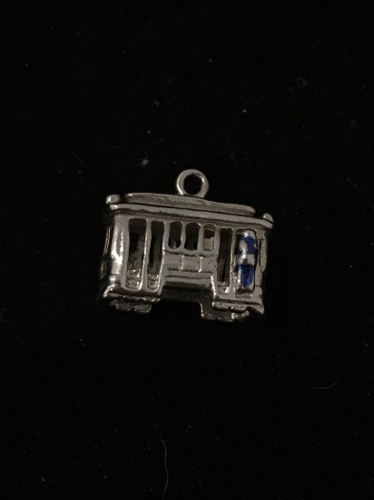 Trolley Cart Sterling Silver Charm Pendant