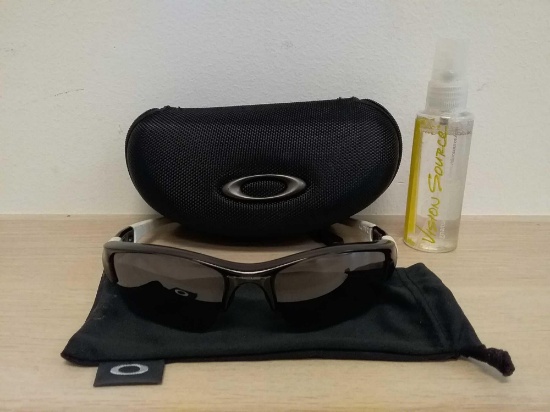 HIGH END Authentic Oakley Flak White Black Sunglasses 03-897 W/ Original Case