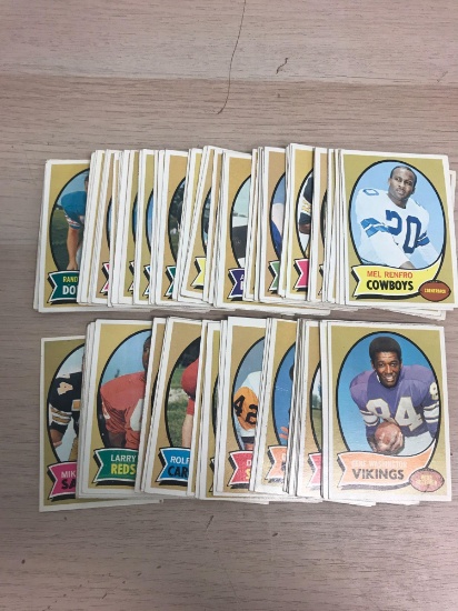 95 Card Lot of 1970 Topps Vintage Football Cards from Estate Collection