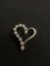 Incredible 14K White Gold & Diamond Lined Heart Pendant - 1.5 Grams