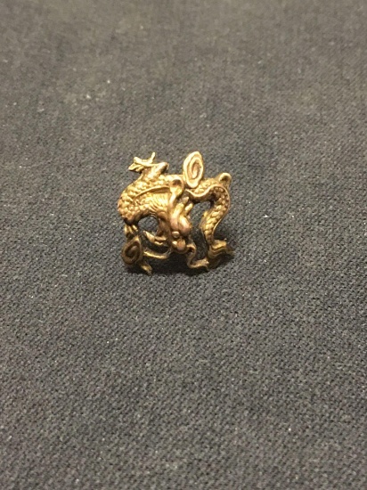 AMAZING 14K Solid Yellow Gold Carved Dragon Pin - 1.4 Grams