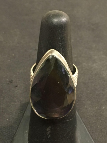 Large Purple Gemstone Sterling Silver Statement Ring Sz 5.5