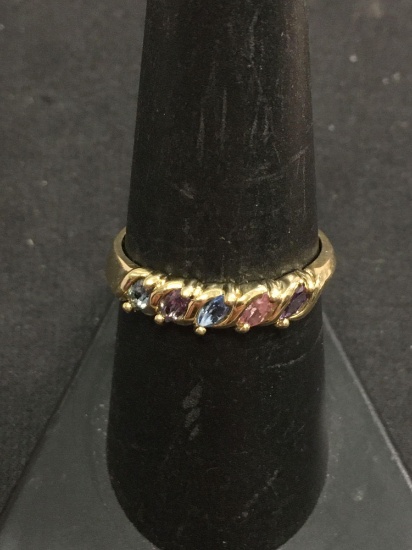 Stunning 10K Yellow Gold Ring Sz 8 - Sapphire Topaz Amethyst More - 2 Grams