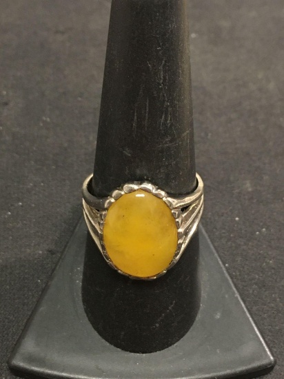 Butterscotch Amber Sterling Silver Vintage Ring Sz 9