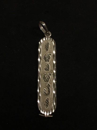 Egyptian Style Tablet Sterling Silver Pendant