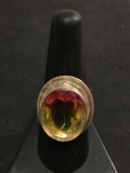 Large Multi Color Gemstone Sterling Silver Ring Sz 8