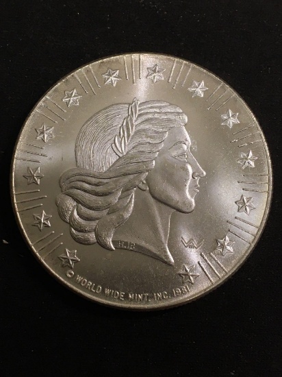 RARE 1981 World Wide Mint UNC American Eagle 1 Ounce .999 Fine Silver Bullion Round