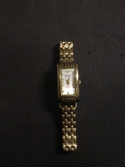 Kenneth Cole Designer Rectangular 18x10mm Face Gold-Tone Stainless Steel Watch w/ Bracelet