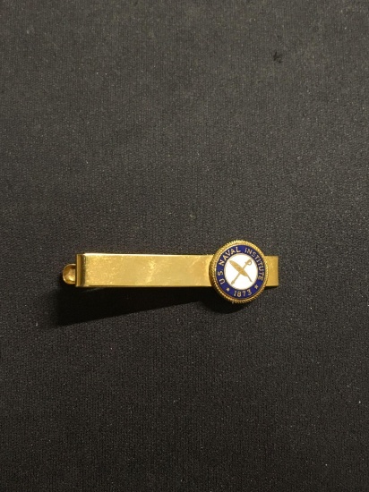 US Naval Institute Commemorative 10Kt Gold-Filled 1.75in Long Tie Clip