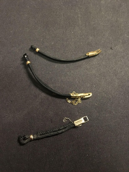 Lot of Three Loose Black Nylon Watch Straps w/ Gold-Filled Clasps