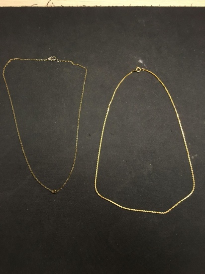 Lot of Two 18in Alloy Chains, One Gold-Tone Serpentine & One 18in Cable Link