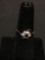 Petite Garnet & White Sapphire Cluster Sterling Silver Bypass Ring Band - Size 6