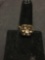 Rhinestone Accented 15mm Wide Tapered 14Kt Gold-Filled Ring Band