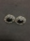 Mexican Made Vintage Filigree Framed Oval 11x8mm Onyx Cabochon Pair of Sterling Silver Earrings
