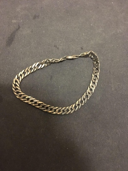 Double Curb Link Italian Made 6.0mm Wide 8in Long Sterling Silver Bracelet