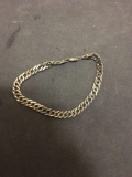Double Curb Link Italian Made 6.0mm Wide 8in Long Sterling Silver Bracelet