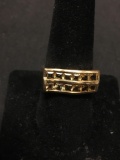 Channel Set Princess Cut Yellow Sapphire Gold-Tone Sterling Silver Ring Band - Size 9