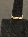 Signed Designer Gold-Tone 3mm Wide Curb Link Eternity Design Sterling Silver Ring Band