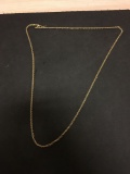 Turkish Made Rope Link 2.5mm Wide 30in Long 10Kt Gold Plated Sterling Silver Chain- Broken Clasp