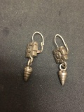 Lisa Jeaks Designer 1.5in Long Detailed Pair of Sterling Silver Earrings