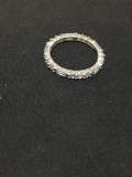 Alternating Round & Baguette Faceted CZ 2.5mm Wide Signed Designer Sterling Silver Eternity Ring