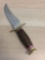 Vintage Wood & Brass Handled Ornate 10 Inch Fixed Blade Knife - Unknown Origin