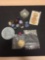 Bag of Estate Tokens, Medallions, Gemstone Minerals, & More