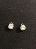 Matched Round Faceted 6.5mm CZ Signed Designer Sterling Silver Charms