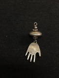 Handmade 1.25in Tall Hand Motif Sterling Silver Pendant