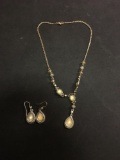 Avon Designer Matched Set Vintage Motif 20in Drop Necklace & Pair of Earrings