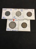 5 Count Lot of Mixed Vintage World Foreign Coins From Collection