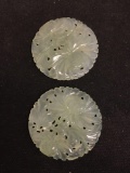 Pair 1.5 Inch Jade Medallions From Estate