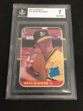 BGS Graded 1987 Donruss Mark McGwire A's Rookie Baseball Card - NM 7