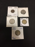 Estate Lot of 5 Foreign World Coins From Collection