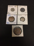 Estate Lot of 5 Foreign World Coins From Collection