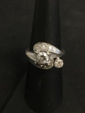 POLICE - Round Faceted 0.66ct Old Mine Cut Diamond Center w/ 5 Round Old Mine Diamond Accents 14K